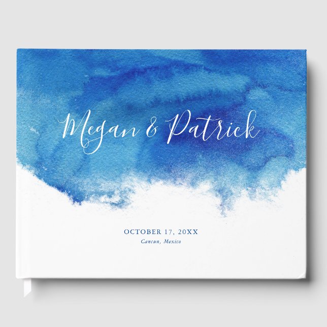 Sapphire Tide Personlig Bröllop Gästböcker (Framsida)