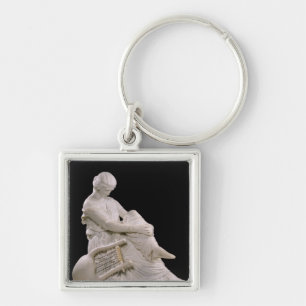 Sappho 1852 fyrkantig silverfärgad nyckelring
