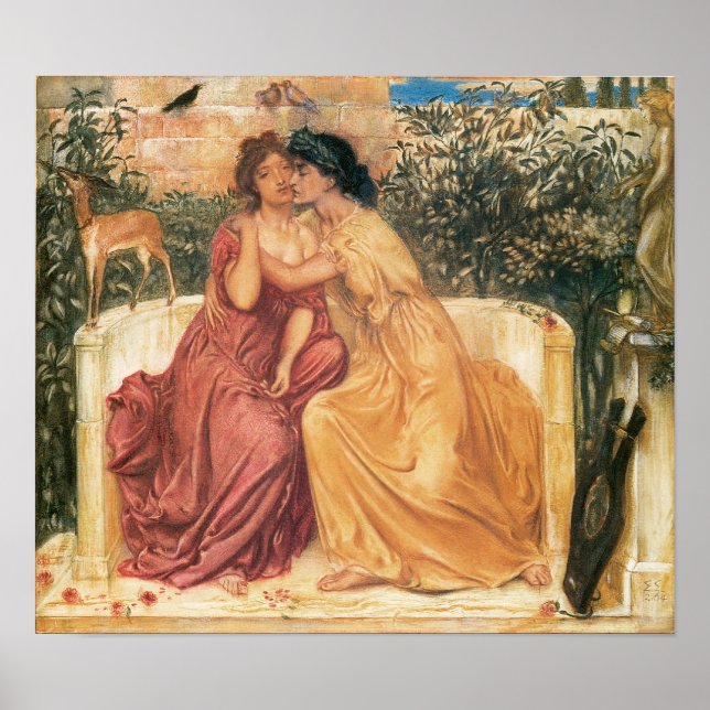 Sappho & Erinna in a Garden at Mitylene, 1864 Poster (Framsidan)