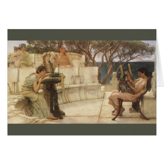 Sappho och Alcaeus av Herr Lawrence Alma Tadema Hälsningskort (Framsidan Horizontal)