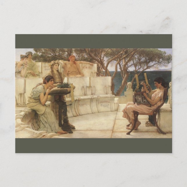 Sappho och Alcaeus av Herr Lawrence Alma Tadema Vykort (Framsida)