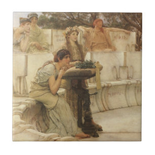 Sappho och Alcaeus av Sir Lawrence Alma-Tadema Kakelplatta