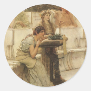 Sappho och Alcaeus av Sir Lawrence Alma-Tadema Runt Klistermärke