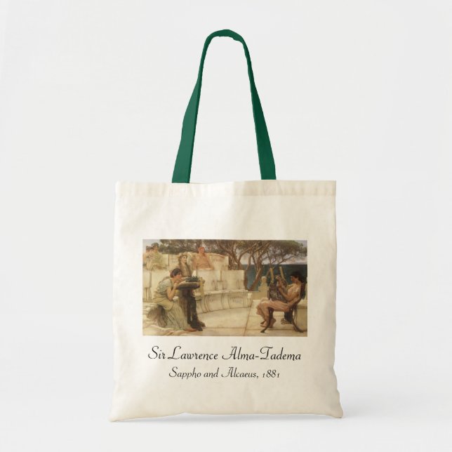 Sappho och Alcaeus av Sir Lawrence Alma Tadema Tygkasse (Framsidan)