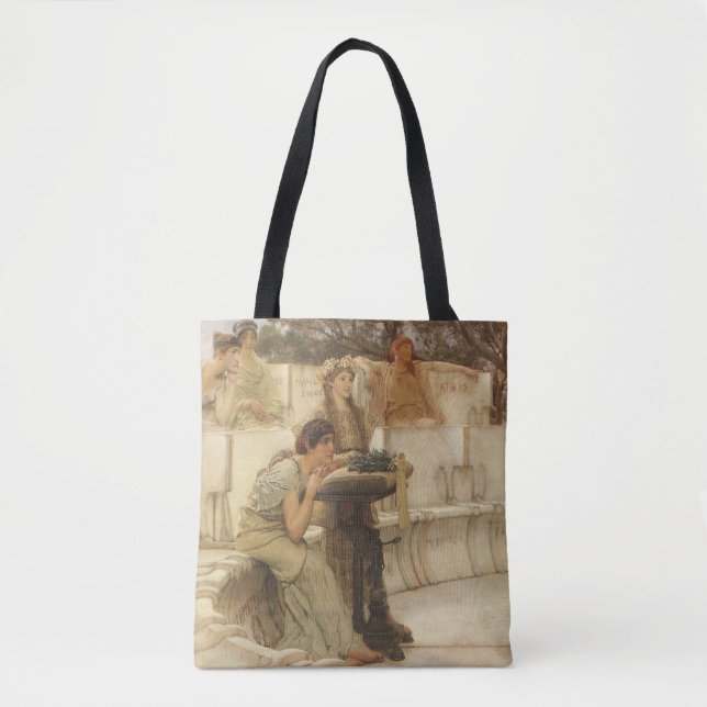 Sappho och Alcaeus av Sir Lawrence Alma Tadema Tygkasse (Framsida)