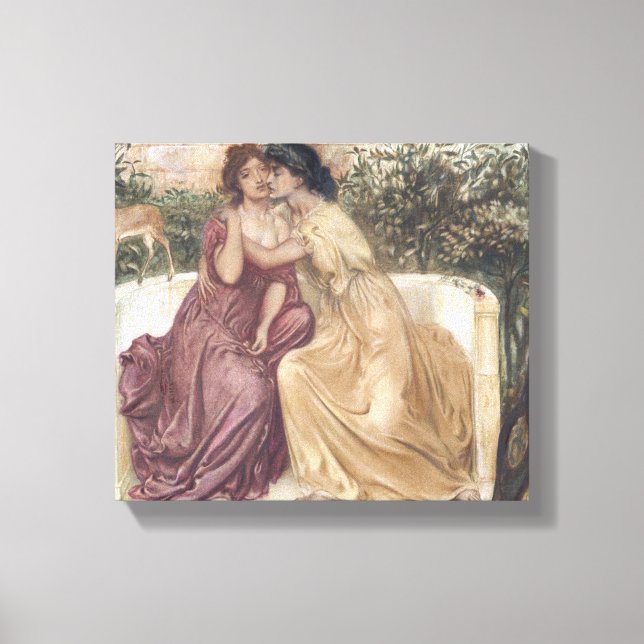 Sappho och Erinna på grekiska Garden (Lesbisk Kärl Canvastryck (Framsida)