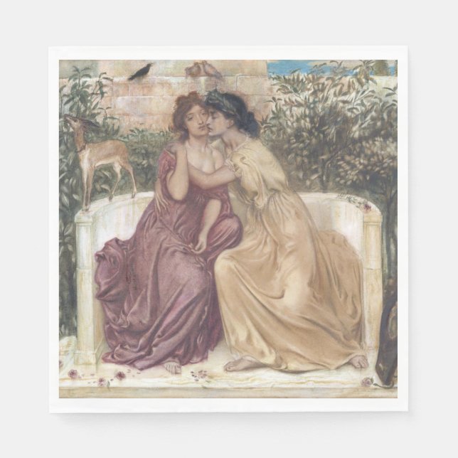 Sappho och Erinna på grekiska Garden (Lesbisk Kärl Pappersservett (Framsidan)