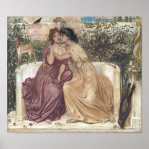 Sappho och Erinna på grekiska Garden (Lesbisk Kärl Poster