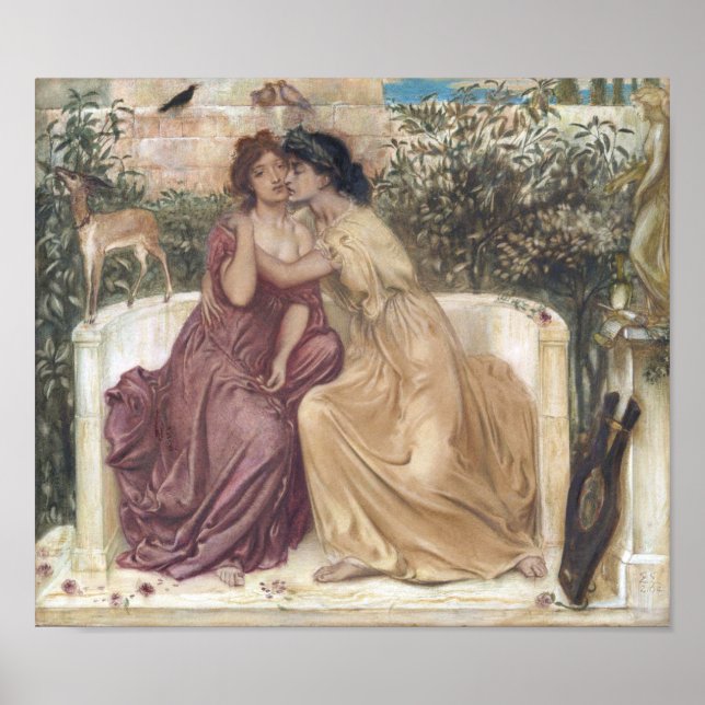 Sappho och Erinna på grekiska Garden (Lesbisk Kärl Poster (Framsidan)