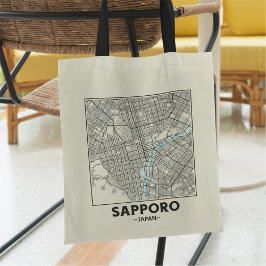 Sapporo, Japan, City Map Tote Bag Tygkasse