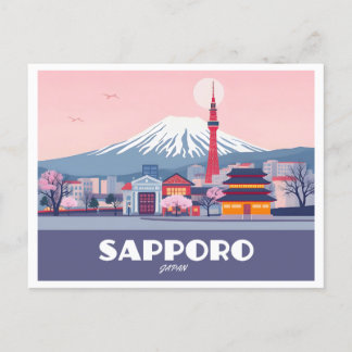 Sapporo Japan Hokkaido Cityscape Pastel Travel Vykort