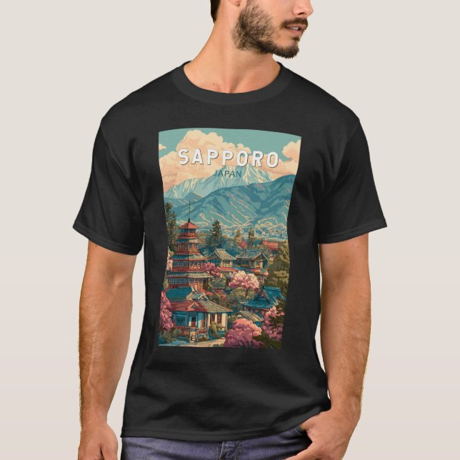 Sapporo Japan Resa Konst Vintage T Shirt (Framsida)