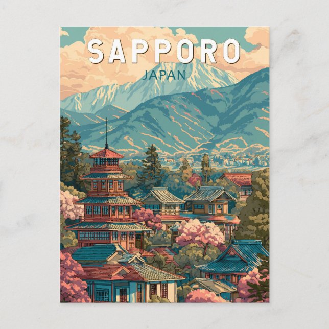 Sapporo Japan Resa Konst Vintage Vykort (Framsida)