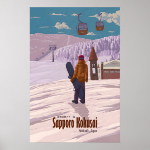 Sapporo Kokusai Japan Snowboard-resor Affisch