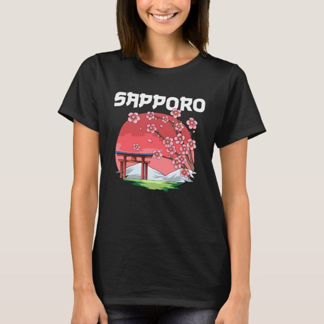 Sapporo Kyokujitsuki Sakura Japan T Shirt (Framsida)
