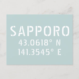 Sapporo Latitude & Longitud-koordinater Vykort