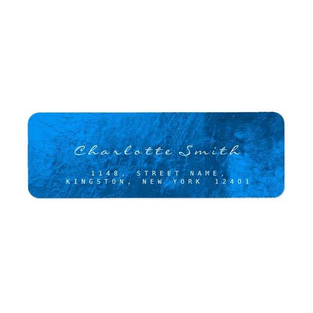 Sappphire Blue Glass Metall Returetiketter Returadress Etikett (Framsidan)