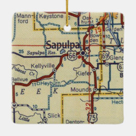 Sapulpa Oklahoma Retro Julgransprydnad Keramik