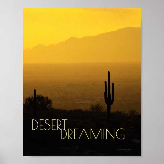 Saquaro Cactus Arizona Sunset Amber Gult Poster (Framsidan)