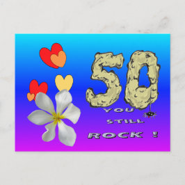 Sara 50-årsjubileum Hearts Blue Lila Postcard Vykort