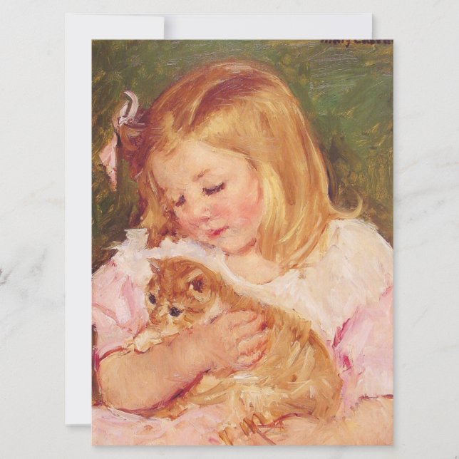 Sara Holding a Cat (av Mary Cassatt) Kort (Framsida)