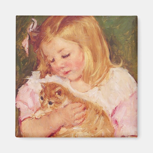 Sara Holding a Cat | Mary Cassatt Magnet (Framsidan)