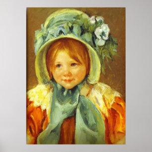 Sara i en Grönt Bonnet. 1901, Mary Cassatt Poster