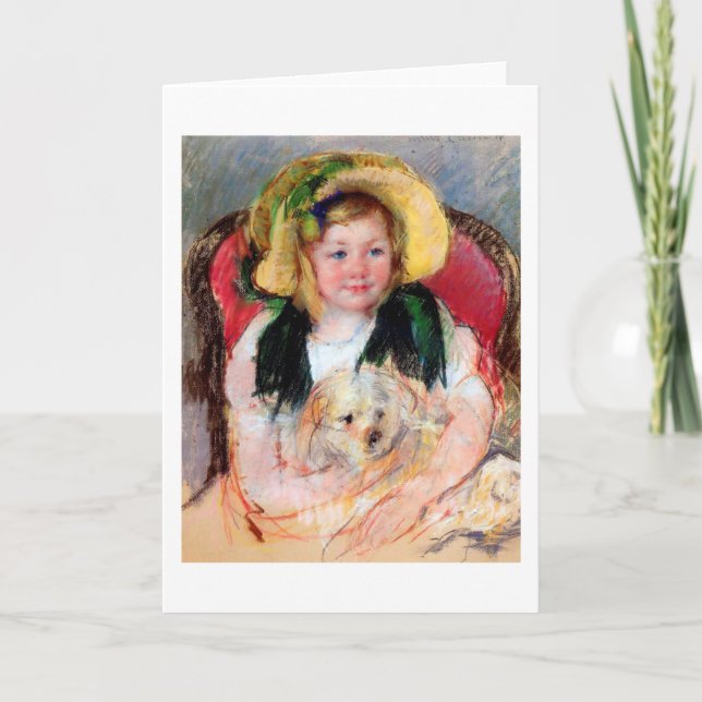 Sara med Hennes Hund, Cassatt Kort (Framsida)