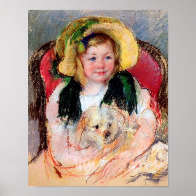 Sara med Hennes Hund, Cassatt Poster (Framsidan)