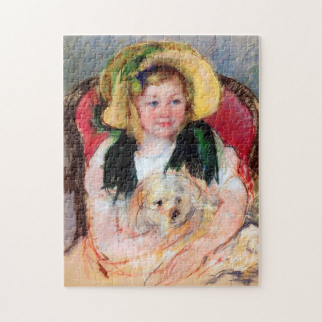 Sara med Hennes Hund, Cassatt Pussel (Vertikal)