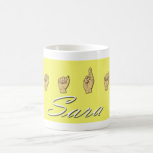 Sara namn i ASL Kaffemugg