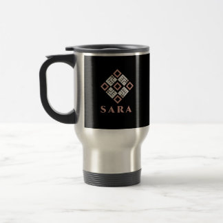 SARA Namn Mugg | Modern Kufisk Geometrisk Mönster