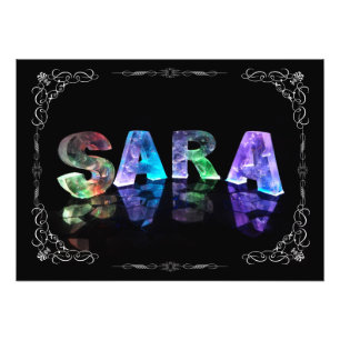 Sara - Namn Sara i 3D Ljus (fotografi) Fototryck