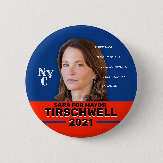 Sara Tirschwell för NYC Mayor 2021 Knapp (Framsida)