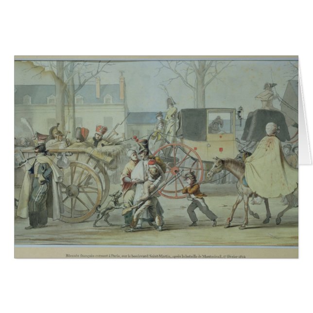 Sårada fransksoldater som skriver in Paris Hälsningskort (Framsidan Horizontal)