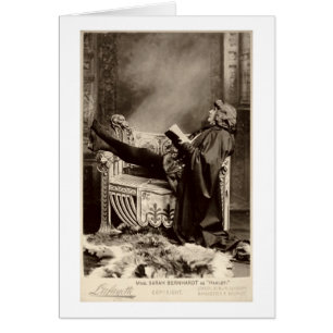 Sarah Bernhardt (1844-1923) som Hamlet 1899 Hälsningskort