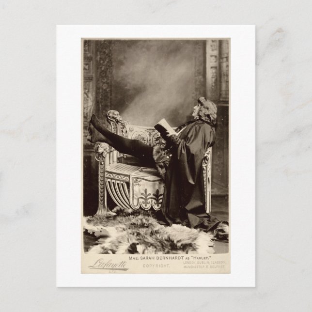 Sarah Bernhardt (1844-1923) som Hamlet i 1899en Vykort (Framsida)
