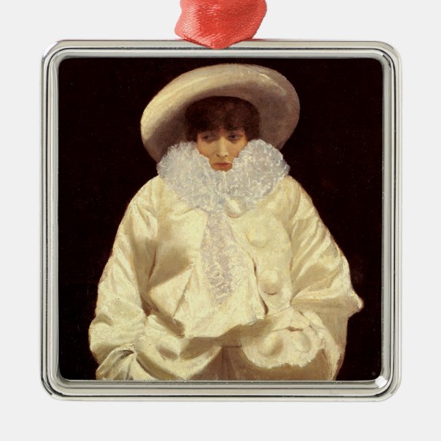 Sarah Bernhardt as Pierrot (Ledsen Clown) Julgransprydnad Metall (Framsidan)