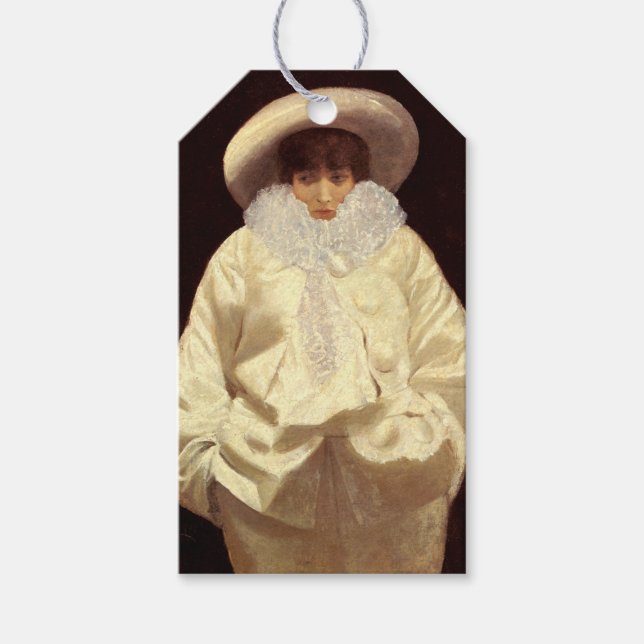 Sarah Bernhardt as Pierrot (Ledsen Clown) Presentetikett (Framsidan)