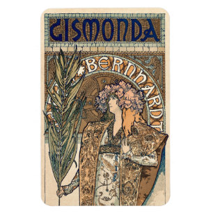 Sarah Bernhardt av Alphonse Mucha Magnet