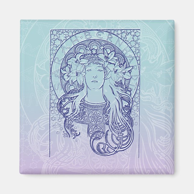 Sarah Bernhardt av Mucha Magnet (Framsidan)