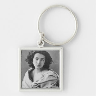 Sarah Bernhardt i dräkten, c.1860 Fyrkantig Silverfärgad Nyckelring