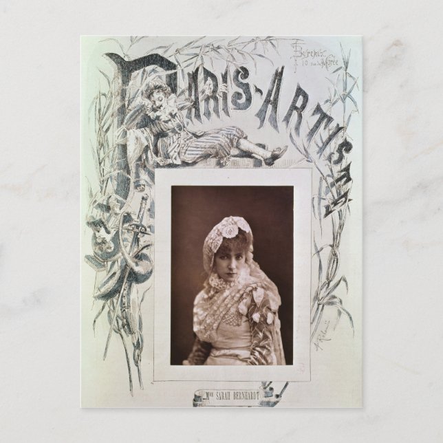 Sarah Bernhardt i rollen som Marion Delorme Vykort (Framsida)