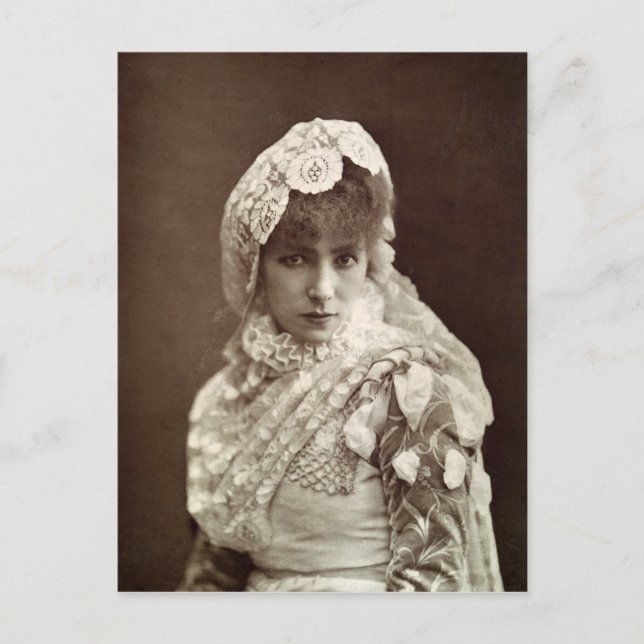 Sarah Bernhardt i rollen som Marion Delorme Vykort (Framsida)