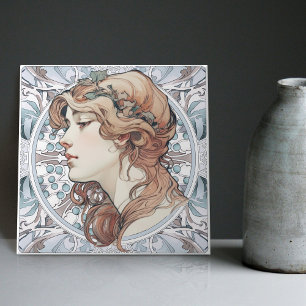 Sarah Bernhardt Inspired Artwork av Alphonse Mucha Kakelplatta