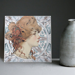 Sarah Bernhardt Inspired Artwork av Alphonse Mucha Kakelplatta