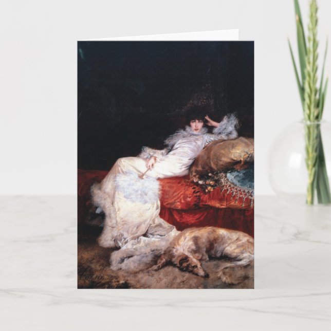 Sarah Bernhardt med borzoien Kort (Framsida)