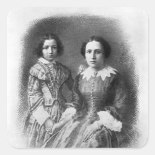 Sarah Bernhardt och henne mor? Fyrkantigt Klistermärke