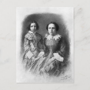 Sarah Bernhardt och hennes mor? Vykort