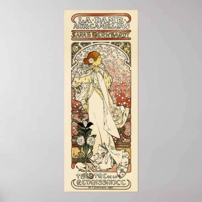 SARAH BERNHARDT Paris Theater Mucha Art Nouveau Poster (Framsidan)